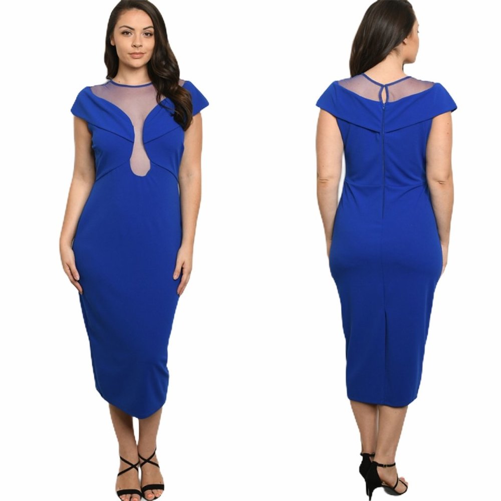 1X 14 16 Plus Size Blue  PLUS SIZE Dress